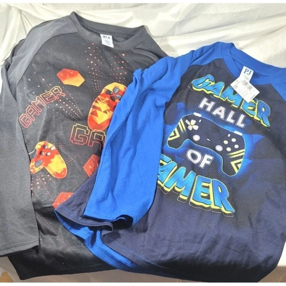 The Children's Place‎ Boy's Long Sleeve PJ Tops - Set of 2 - Gamers - L 10/12